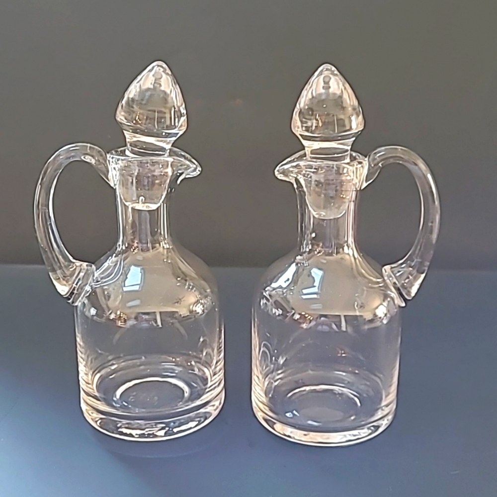 Pair of vintage hand blown cruets